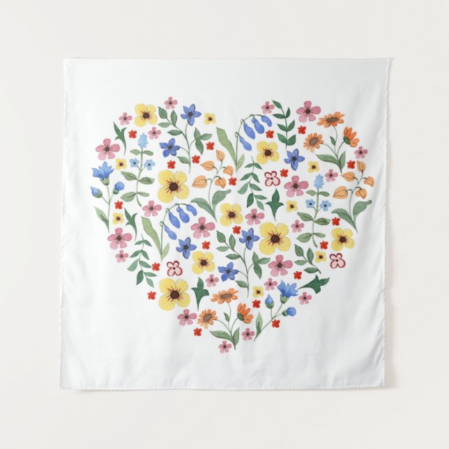 Watercolor flowers seamless pattern tapestry (Front)
