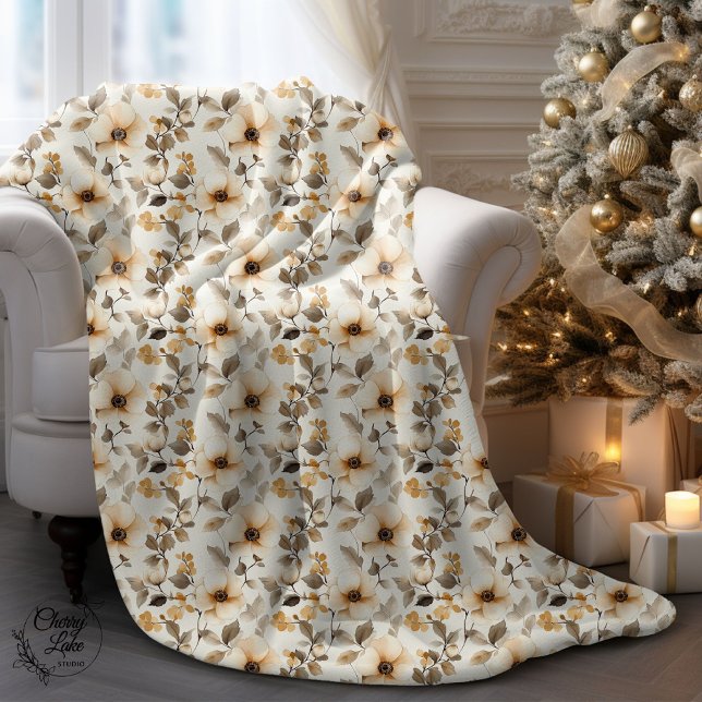 Watercolor Flowers Sherpa Blanket (Creator Uploaded)