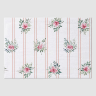 Watercolor Flowers & Stripes Tissue Paper
