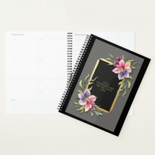 Watercolor Flowers - Stylish Golden Frame Art 17 Planner