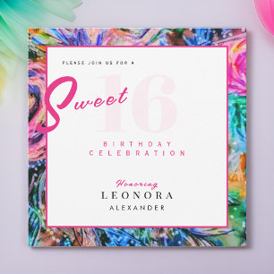 Watercolor Flowers Sweet Sixteen 16 Pink Invitation