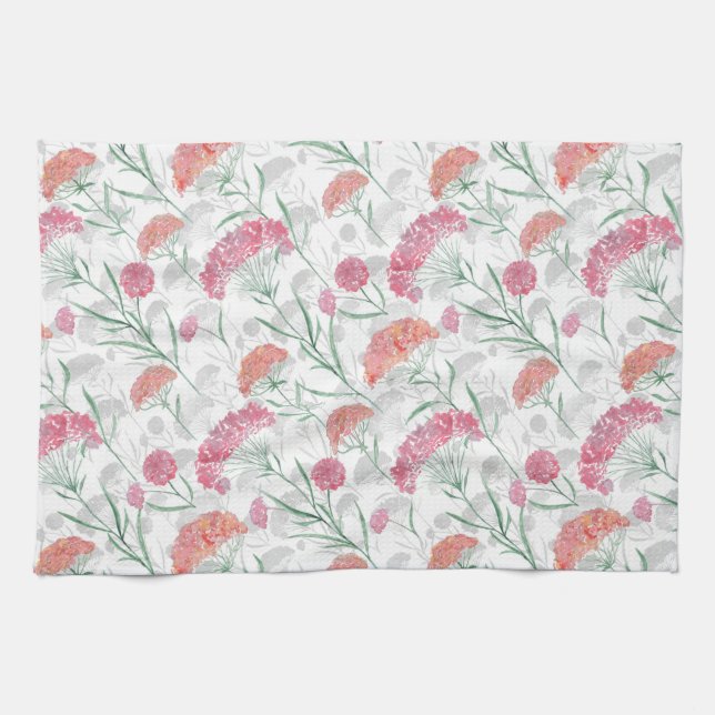 Watercolor, flowers tea towel (Horizontal)