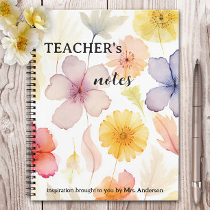 Watercolor Flowers Teacher Inspiration Notebook