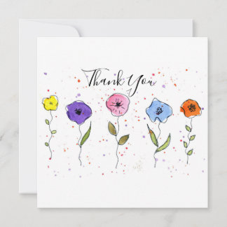 Watercolor Flowers Thank You Card