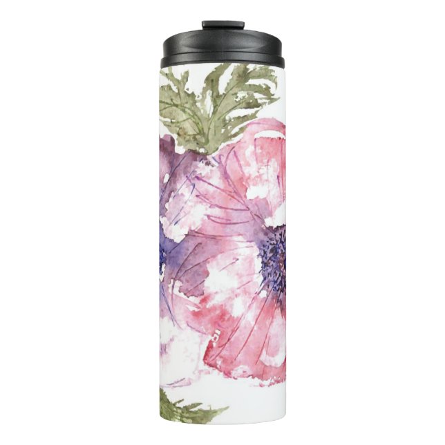 Watercolor flowers thermal tumbler (Front)