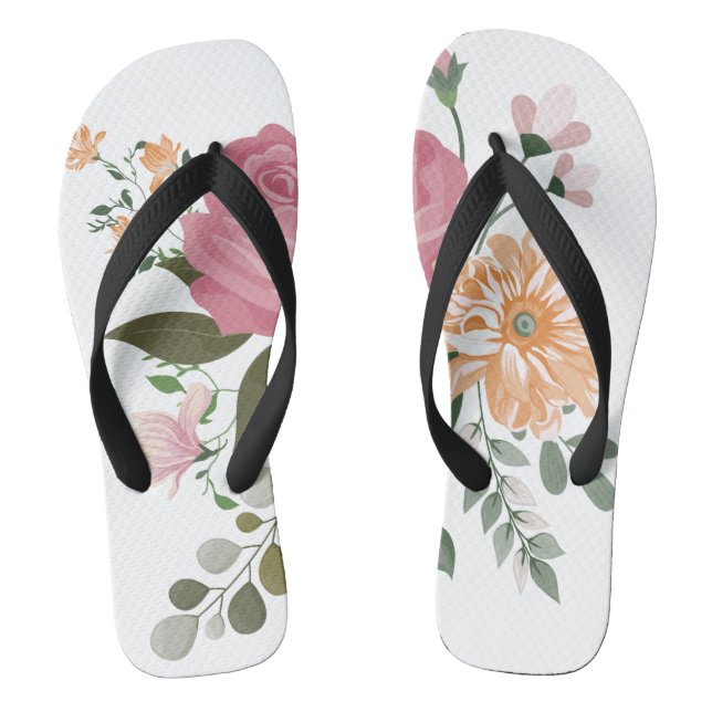 Watercolor flowers thongs (Footbed)