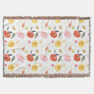 Watercolor Flowers Throw Blanket