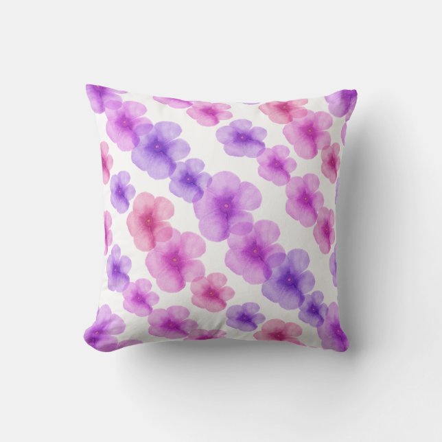 Watercolor Flowers Throw Pillow (Front)