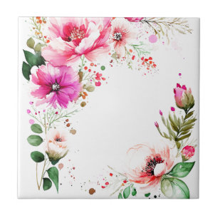 Watercolor flowers Tile