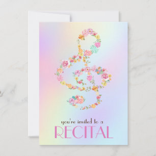 watercolor flowers treble clef invitation
