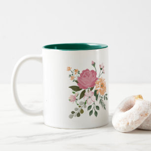Watercolor flowers  Two-Tone coffee mug