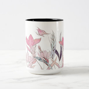 Watercolor flowers Two-Tone coffee mug