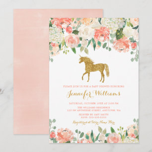 Watercolor Flowers Unicorn Baby Shower Invitations
