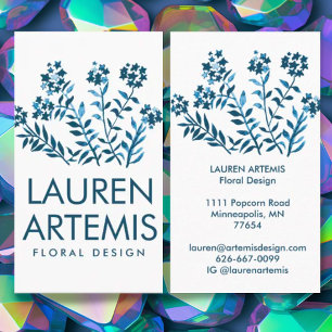 Watercolor Flowers Unique Modern Botanical Floral Business Card
