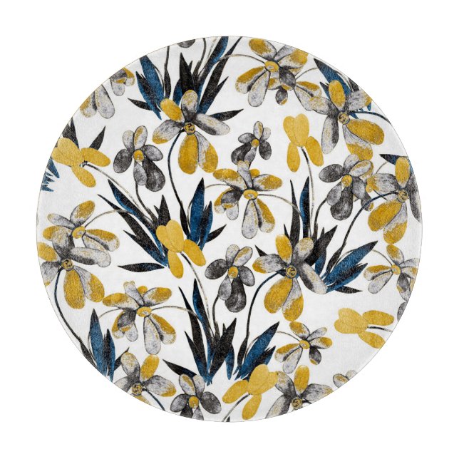 Watercolor flowers: vibrant summer pattern. cutting board (Front)
