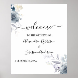 Watercolor Flowers Wedding Welcome Sign