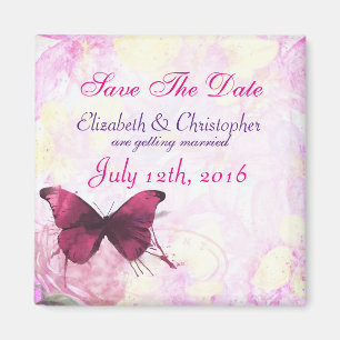 Watercolor Flowers with Butterfly Save The Date Magnet