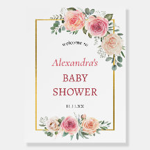 Watercolor Flowers with Frame Baby Shower