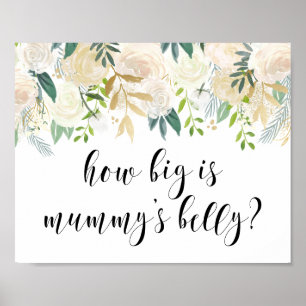 Watercolor Flowers with Gold Foil Baby Shower Poster