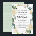 Watercolor Flowers with Gold Glitter Bat Mitzvah Invitation<br><div class="desc">Customisable Bat Mitzvah invitation featuring watercolor floral pattern with faux gold foil and faux gold glitter accents - there's no actual gold foil or glitter.  Similar items and matching items are available in my store.</div>