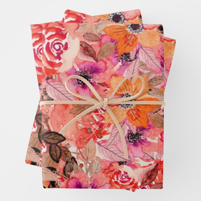 Watercolor Flowers Wrapping Paper Sheet (In situ)