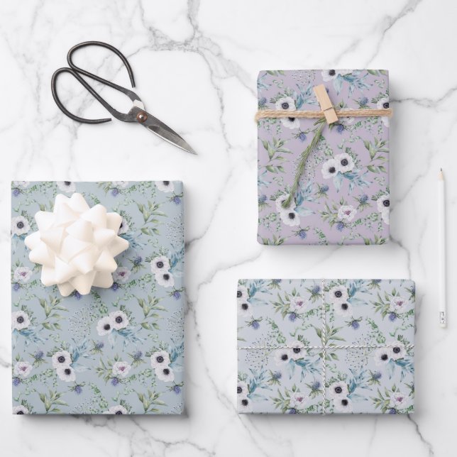 Watercolor Flowers Wrapping Paper Sheets (Front)