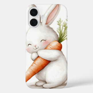 Watercolor Fluffy Bunny Carrot Love  iPhone 16 Case
