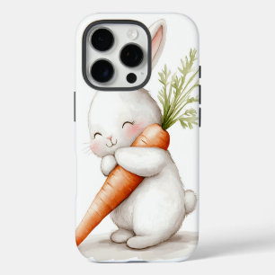 Watercolor Fluffy Bunny Carrot Love iPhone 16 Pro Case
