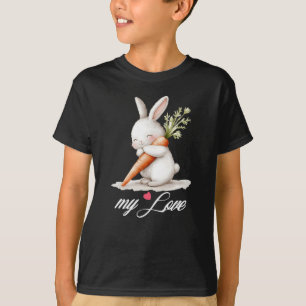 Watercolor Fluffy Bunny Carrot Love T-Shirt