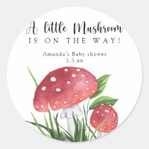 Watercolor fly agaric is on the way! baby shower classic round sticker