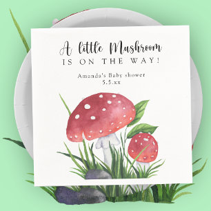 Watercolor fly agaric is on the way! baby shower napkin