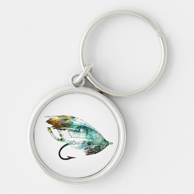 Watercolor Fly Fishing Lure art Key Ring (Front)