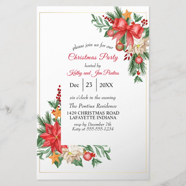 Watercolor Flyer Christmas Party Invitation (Front)