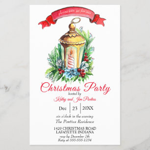 Watercolor Flyer Christmas Party Invitation