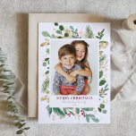 Watercolor & Foil Winter Greenery Photo Christmas Holiday Card<br><div class="desc">Celebrate the season with our customisable photo Christmas card, beautifully designed with watercolor winter greenery and elegant faux gold foil accents. This Christmas card offers an elegant and personalised touch to your holiday greetings. Perfect for families, couples, or friends, add your favourite photo and a custom message. Whether you're sending...</div>