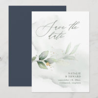 Watercolor foliage and metallic gold wedding