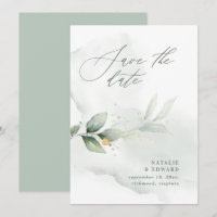 Watercolor foliage and metallic gold wedding