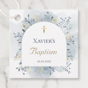 watercolor foliage Baptism Favour Tags