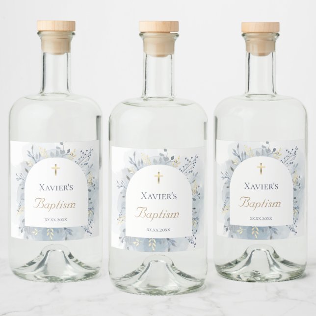 watercolor foliage Baptism  Liquor Bottle Label (Bottles)