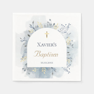 watercolor foliage Baptism  Napkin