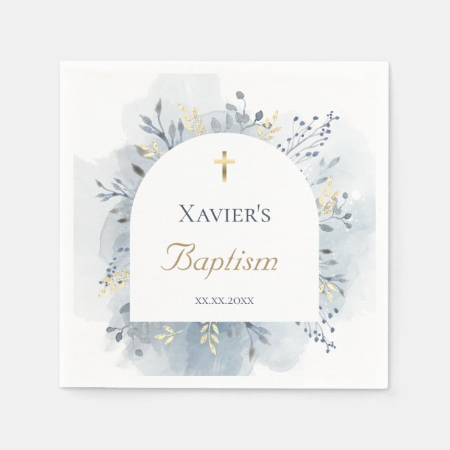 watercolor foliage Baptism  Napkin (Front)