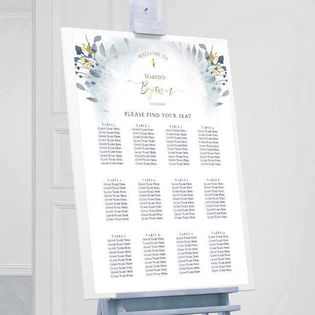 watercolor foliage Baptism seating chart (Creator Uploaded)