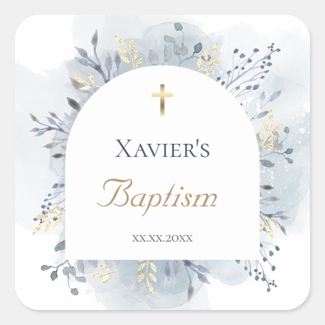 watercolor foliage Baptism Square Sticker (Front)