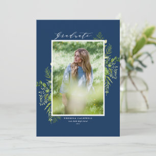 Watercolor Foliage Blue 2022 Photo Graduation Announcement