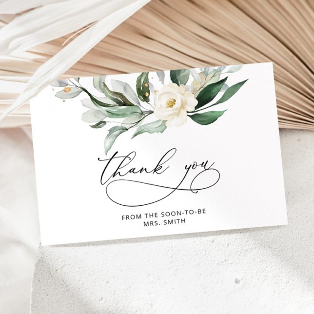 Watercolor foliage bridal shower thank you card (Creator Uploaded)