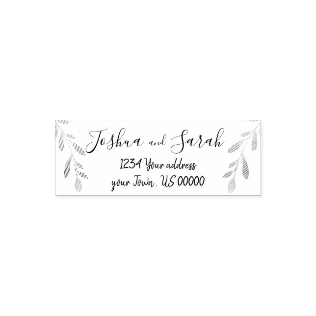 watercolor foliage bride and groom self-inking stamp (Design)