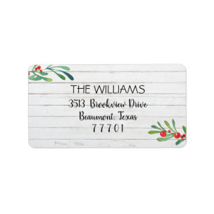 Watercolor Foliage Christmas Address Label
