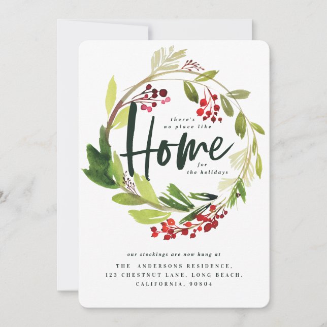 Watercolor foliage Christmas new home holiday (Front)