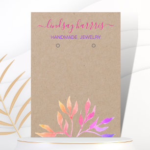 Watercolor Foliage Earrings Jewellery Display Card