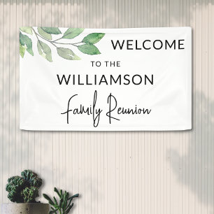Watercolor Foliage Family Reunion Welcome Banner